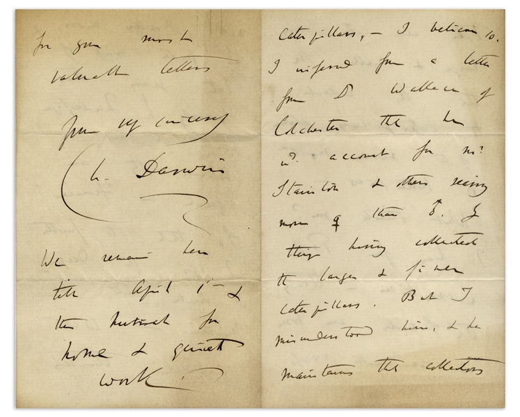 Charles Darwin 8pp. Autograph Letter Signed With Evolution Related Content -- ''...I was particularly glad to hear you and your brother's statement about the 'gay' deceiver-pigeons...''